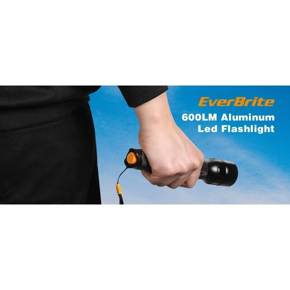 New EverBrite 600Lumen Ultra Bright Tactical Flashlight Zoomable 4 Lighting Mode